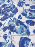 Italian Bold Hazy Floral Warp Printed Polyester Taffeta - Blues / White