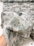 Romantic Floral Warp Printed Polyester Taffeta - Shades of Grey