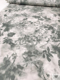 Romantic Floral Warp Printed Polyester Taffeta - Shades of Grey