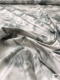 Romantic Floral Warp Printed Polyester Taffeta - Shades of Grey