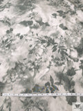 Romantic Floral Warp Printed Polyester Taffeta - Shades of Grey