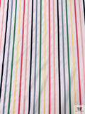 Yarn-Dyed Satin Striped Cotton Shirting - White / Multicolor