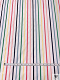 Yarn-Dyed Satin Striped Cotton Shirting - White / Multicolor