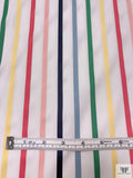Yarn-Dyed Satin Striped Cotton Shirting - White / Multicolor