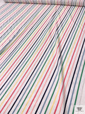 Yarn-Dyed Satin Striped Cotton Shirting - White / Multicolor