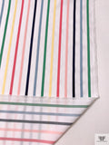 Yarn-Dyed Satin Striped Cotton Shirting - White / Multicolor