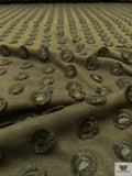 3D Eyelash Circles Appliquéd on Jersey Knit - Army Green
