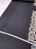 Paisley Frame Motif Fine Silk Twill Panel - Black / Cream