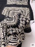 Paisley Frame Motif Fine Silk Twill Panel - Black / Cream