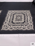 Paisley Frame Motif Fine Silk Twill Panel - Black / Cream