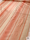 Vertical Striped Yarn-Dyed Silk Taffeta - Antique Coral / Cream