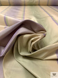 Vertical Striped Yarn-Dyed Silk Taffeta - Purple Lavender / Sage / Champagne