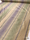 Vertical Striped Yarn-Dyed Silk Taffeta - Purple Lavender / Sage / Champagne