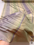 Vertical Striped Yarn-Dyed Silk Taffeta - Purple Lavender / Sage / Champagne