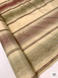 Vertical Striped Yarn-Dyed Silk Taffeta - Khaki Merlot / Khaki Moss / Champagne