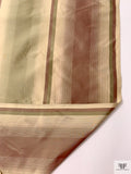 Vertical Striped Yarn-Dyed Silk Taffeta - Khaki Merlot / Khaki Moss / Champagne
