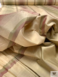 Vertical Striped Yarn-Dyed Silk Taffeta - Khaki Merlot / Khaki Moss / Champagne