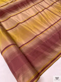Vertical Striped Yarn-Dyed Silk Taffeta - Merlot / Dusty Chartreuse / Warm Taupe