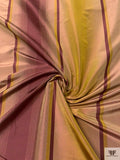 Vertical Striped Yarn-Dyed Silk Taffeta - Merlot / Dusty Chartreuse / Warm Taupe
