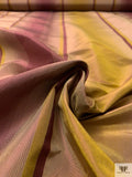 Vertical Striped Yarn-Dyed Silk Taffeta - Merlot / Dusty Chartreuse / Warm Taupe