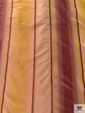 Vertical Striped Yarn-Dyed Silk Taffeta - Merlot / Dusty Chartreuse / Warm Taupe