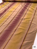 Vertical Striped Yarn-Dyed Silk Taffeta - Merlot / Dusty Chartreuse / Warm Taupe