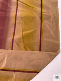 Vertical Striped Yarn-Dyed Silk Taffeta - Merlot / Dusty Chartreuse / Warm Taupe