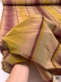 Vertical Striped Yarn-Dyed Silk Taffeta - Merlot / Dusty Chartreuse / Warm Taupe