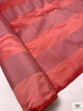 Vertical Striped Yarn-Dyed Silk Shantung - Peachy Raspberry / Muted Rose