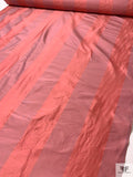 Vertical Striped Yarn-Dyed Silk Shantung - Peachy Raspberry / Muted Rose