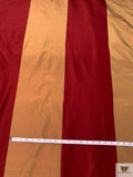 Bold Vertical Striped Yarn-Dyed Silk Taffeta - Crimson Red / Tan Gold