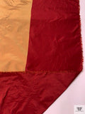 Bold Vertical Striped Yarn-Dyed Silk Taffeta - Crimson Red / Tan Gold