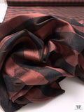 Gingham Yarn-Dyed Silk Shantung - Brick / Black