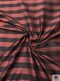Gingham Yarn-Dyed Silk Shantung - Brick / Black
