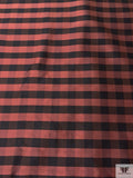Gingham Yarn-Dyed Silk Shantung - Brick / Black