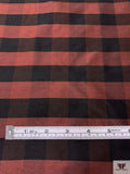 Gingham Yarn-Dyed Silk Shantung - Brick / Black