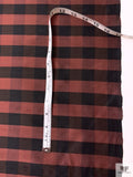 Gingham Yarn-Dyed Silk Shantung - Brick / Black