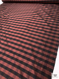 Gingham Yarn-Dyed Silk Shantung - Brick / Black