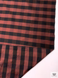 Gingham Yarn-Dyed Silk Shantung - Brick / Black