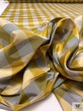 Gingham Yarn-Dyed Silk Taffeta - Dusty Chartreuse / Grey / Lightest Gold