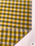 Gingham Yarn-Dyed Silk Taffeta - Dusty Chartreuse / Grey / Lightest Gold