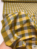 Gingham Yarn-Dyed Silk Taffeta - Dusty Chartreuse / Grey / Lightest Gold