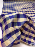 Gingham Yarn-Dyed Silk Shantung - Indigo / Lightest Gold