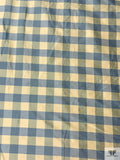 Gingham Yarn-Dyed Silk Shantung - Dusty Turquoise / Lightest Gold