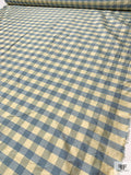 Gingham Yarn-Dyed Silk Shantung - Dusty Turquoise / Lightest Gold