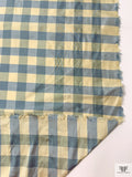 Gingham Yarn-Dyed Silk Shantung - Dusty Turquoise / Lightest Gold