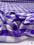 Gingham Yarn-Dyed Silk Shantung - Purple / White