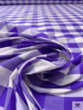 Gingham Yarn-Dyed Silk Shantung - Purple / White