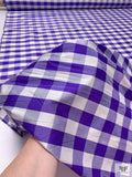 Gingham Yarn-Dyed Silk Shantung - Purple / White