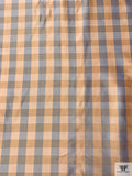 Gingham Yarn-Dyed Silk Shantung - Peach / Purple / Muted Blue